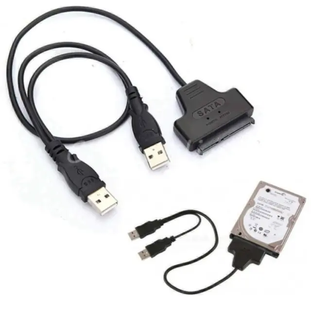 USB 2.0 to 2.5inch HDD 7+15pin SATA Hard Drive Cable Adapter For SATA SSD & HDD