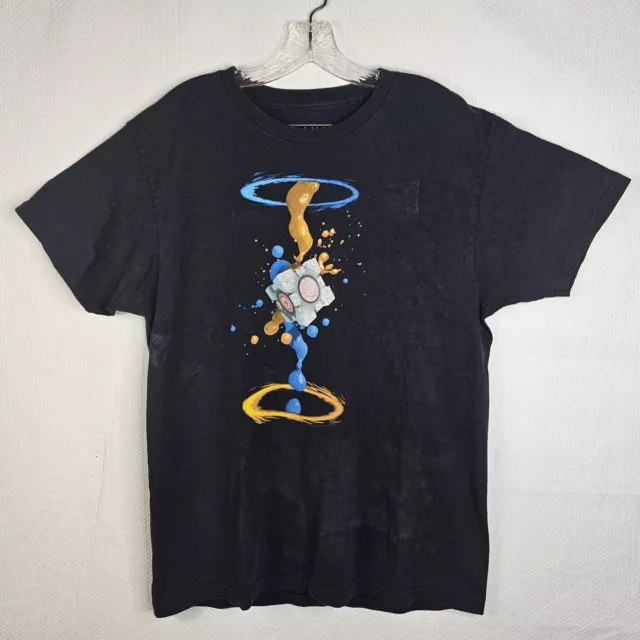 Portal Valve x Jinx 2012 Video Game Black Graphic Promo Logo T-Shirt Large EUC