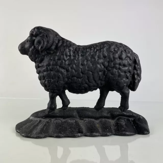 Antique Vintage Sheep Ram Solid Cast Iron Door Stop 5 Pound Collectible