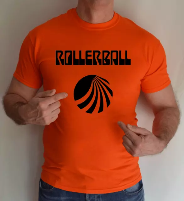 Rollerball,James Caan,Sci Fi Movie Logo,Fancy Dress,Fun Orange T Shirt