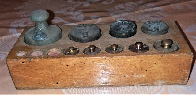 alte Messing/Eisen Gewichte Arzt.-Apotheker.-Kaufmanngewicht f. Waage 0,5kg-5g