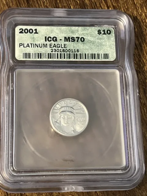 2001 $10 American Platinum Eagle - ICG MS 70 