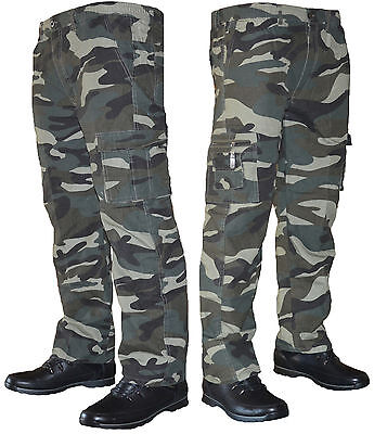 Pantaloni uomo cargo  militare mimetico con tasconi cotone