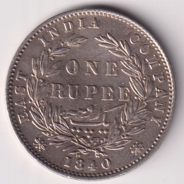 East India Company 1840 Victoria Queen One Rupee Silver Coin In Top Grade