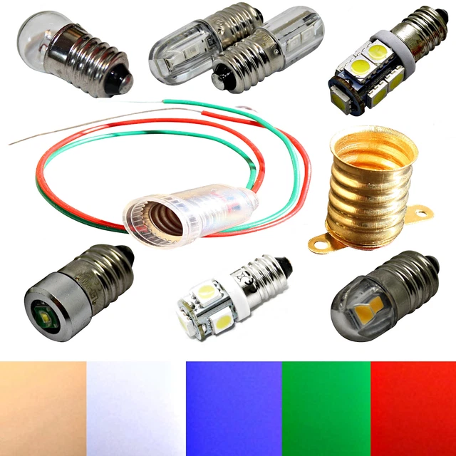 Lot D'ampoules LED E10 – 5V-30V, Blanc Froid/chaud, Pour Lampe De Poche, 6V 12V 24V