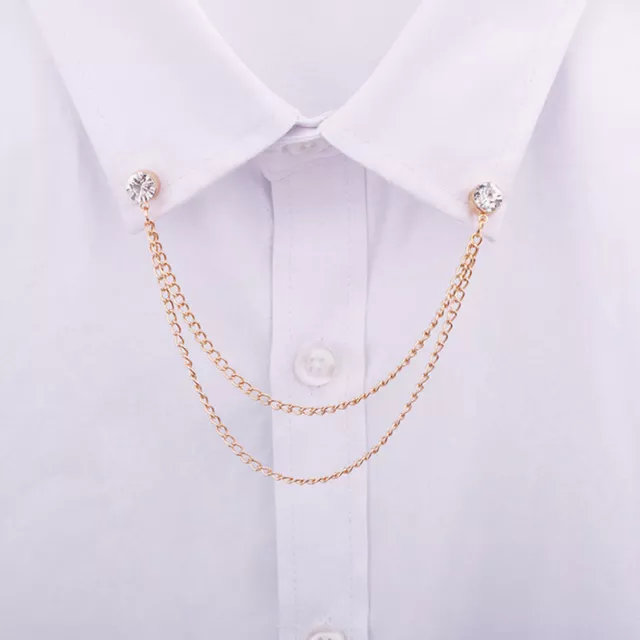 Rhinestone Tassel Chain Brooch Pin Suit Shirt Badge Corsage Collar Brooch LZ