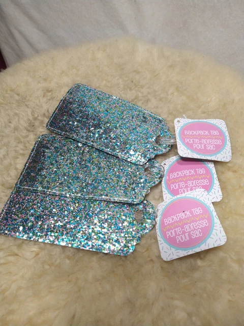 Glitter Luggage Tags Also For Backpacks Instrument Cases 5"X 3" Brand New