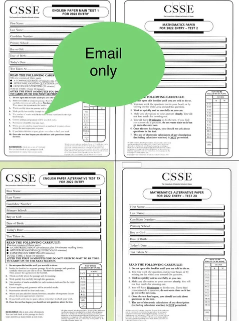 CSSE 11+ 2022 Entry Main Day & Alt Day Past Papers PDF Email Only. PLS READ DESC