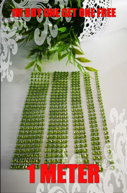 1M+1 M Free Sparkly  Green Diamante Rhinestone Effect Mesh Ribbon Cake Trim