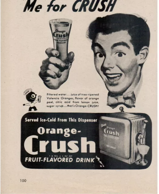 1940's Orange Crush Soda Pop "Me For Crush" Magazine Ad 7x5.5"