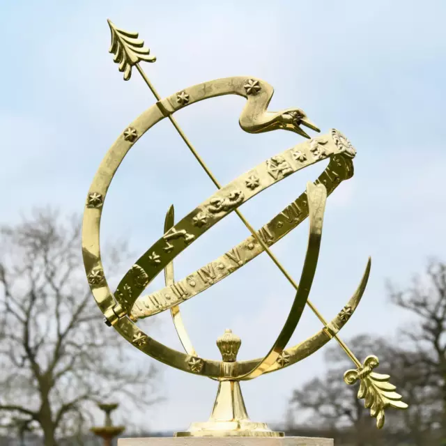51cm Polished Brass Serpent Design Armillary Garden Sundial