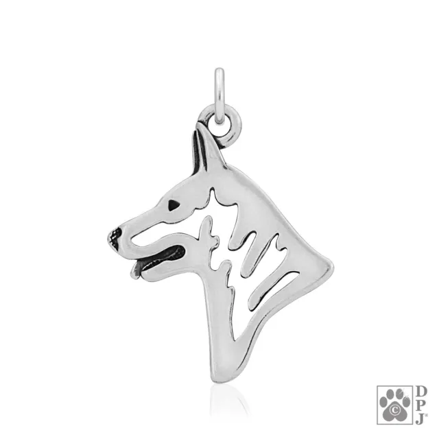 White Shepherd Necklace, Head pendant - recycled .925 Sterling Silver