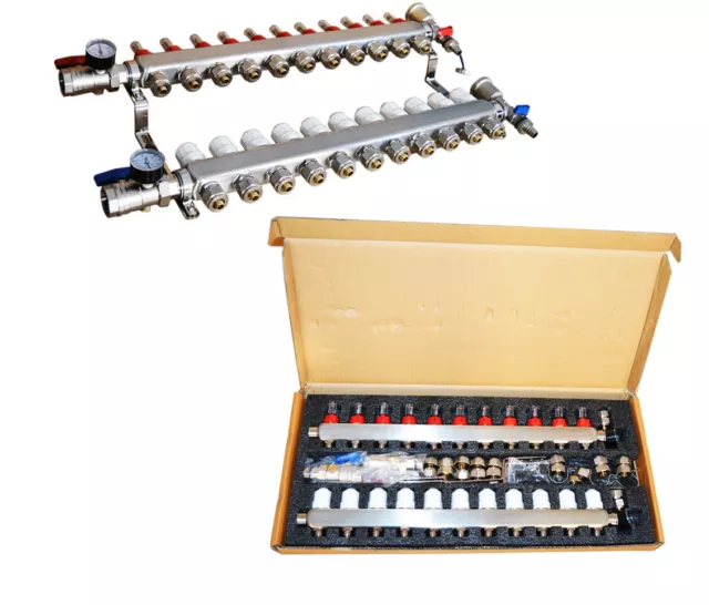 Intelligent 11-Branch PEX Radiant Floor Heating Manifold Set 304 Stainless Steel