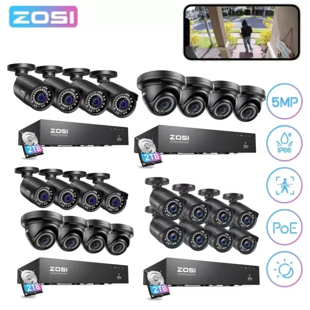 ZOSI H.265+ 4K 8CH NVR PoE Security Home Camera System CCTV 24/7 Recording 2TB