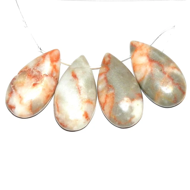 NG2114 Redline Marble 26mm Teardrop 4-piece Gemstone Focal Pendant Bead Set 3