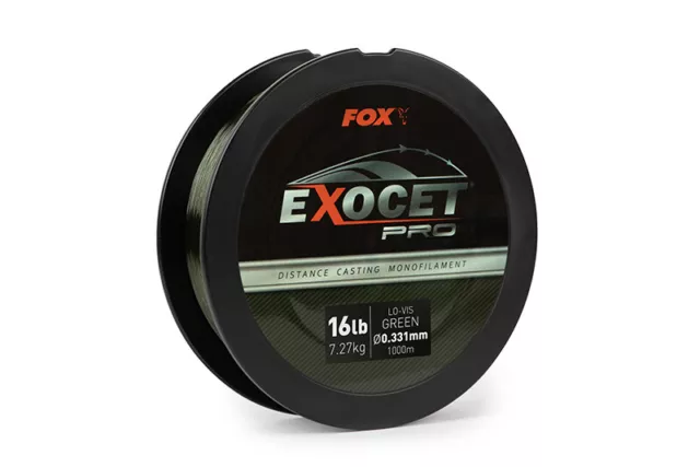 FOX Exocet PRO Mono Low Viz Green  Carp Fishing Mainline 1000mtr Spool Carp Line