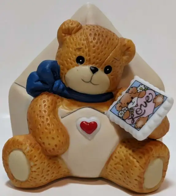 1994 Porcelain Lucy Rigg & Me Teddy Bear Envelope Love Letter Enesco Figurine