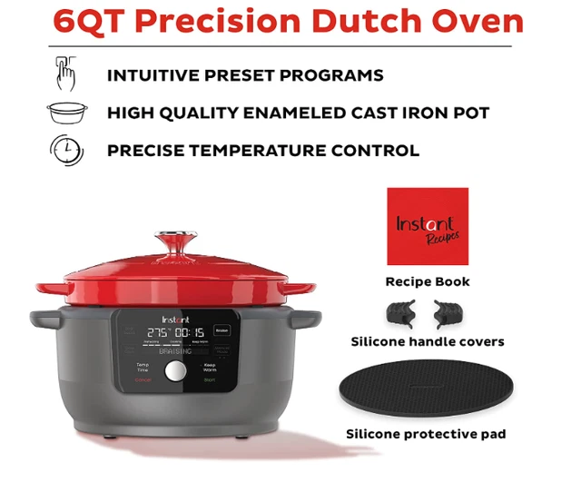 INSTANT POT ELECTRIC Precision Dutch Oven 6Quart 5in1 Red ORIG. 230