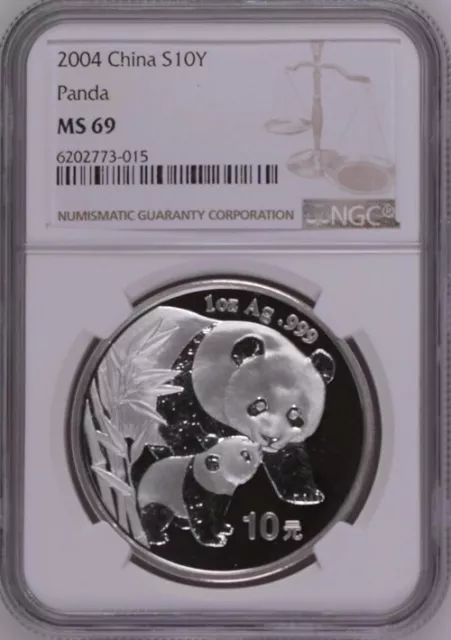 NGC MS69 2004 China Panda 1oz Silver Coin