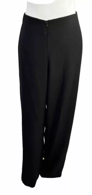 Carla Zampatti Size 14 Black Crepe Straight Leg Pants Designer Made In Australia