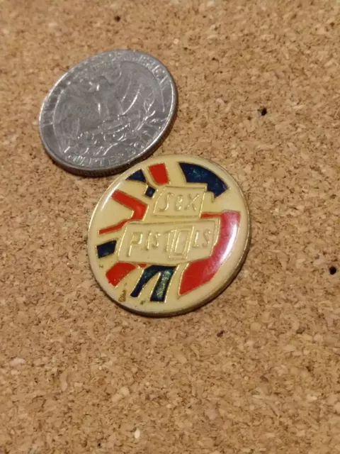 Vintage Sex Pistols Enamel Union Jack Round Pin rock and roll