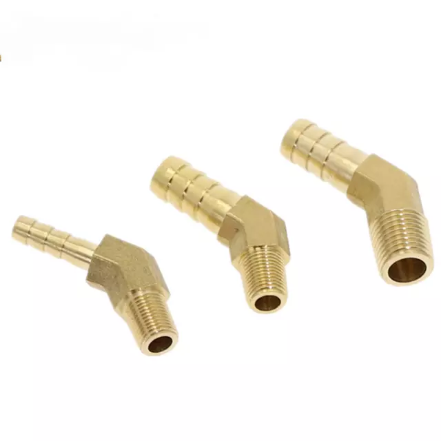 BSP Male Thread 45 Degree Elbow Hose Tail End Connector Brass Fitting Air Gas