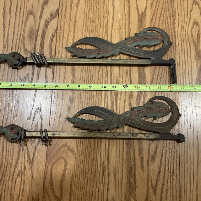 Antique Victorian Cast Iron Extending Curtain Rods Swing Arm Pair Art Deco MCM 4