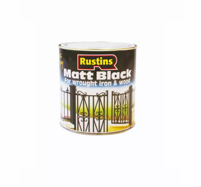 Rustins Quick Dry Matt Black Paint For Wrought Iron and Wood 250ml/500ml/1L