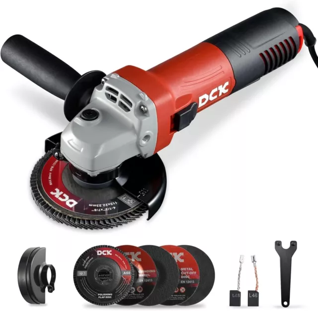 DCK Angle Grinder,4-1/2-Inch,6.7Amp,11800 RPM with 2 Safety Guards,6-Piece Discs