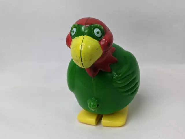 Green Parrot Bird Plastic Figure Walks Inclined 2.5 Inch Toy