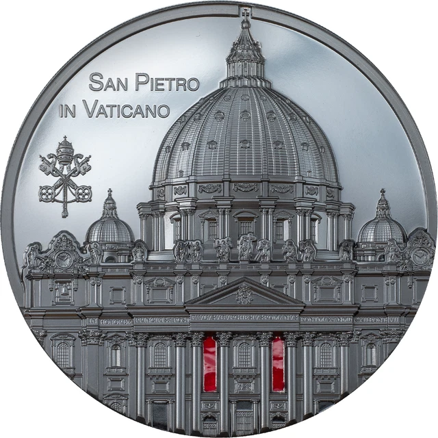 Palau 25 dollars 2022 TIFFANY ART Metropolis SAN PIETRO Vatican 5 oz silver coin