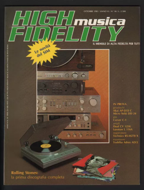 High Fidelity Musica 10/1981 Rivista Alta Fedelta' Akai Ap-D33 C Micro Seiki Dd