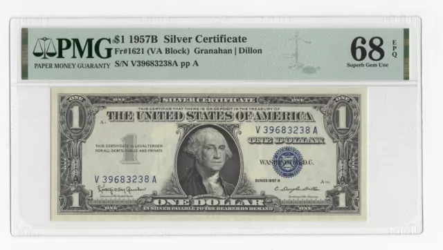 1957B $1 Silver Certificate Fr. 1621 (VA Block) - PMG 68 EPQ