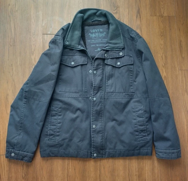 Men's Size XL Levi’s Black Faux Leather Bomber Jacket 