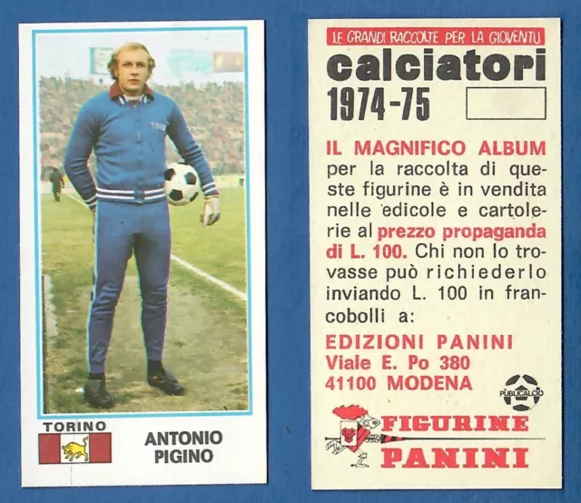 Panini Footballer Figure 1974/75 - New/New - 492 Pigino - Torino