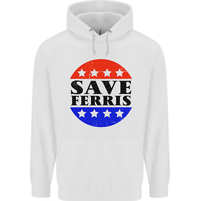 Save Ferris Distressed Funny 80s Movie Mens 80% Cotton Hoodie