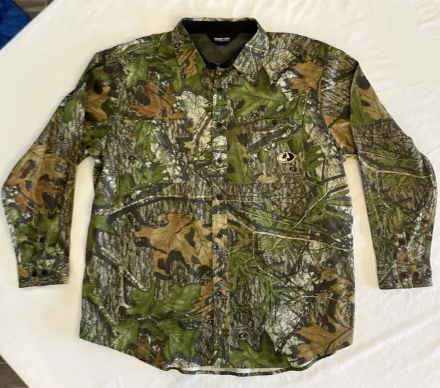 Mossy Oak Pursuits Camo Button Up Shirt Mens XXL Tall Hunting Long Sleeve Vented