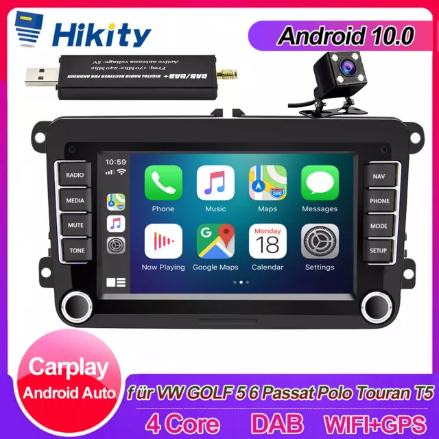 DAB+Carplay Android Autoradio für VW GOLF 5 6 Passat Polo Touran T5 GPS WIFI+Kam