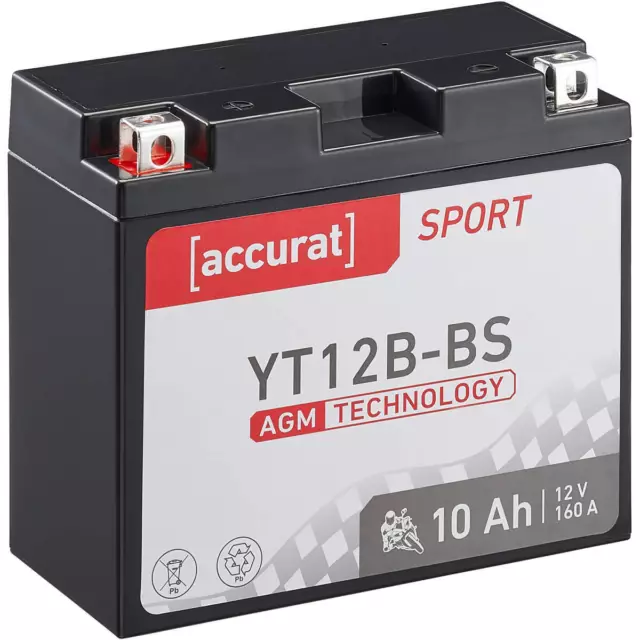 12V YT12B-BS 10Ah AGM Motorradbatterie Motorrad Roller Batterie Akku YT12B-4