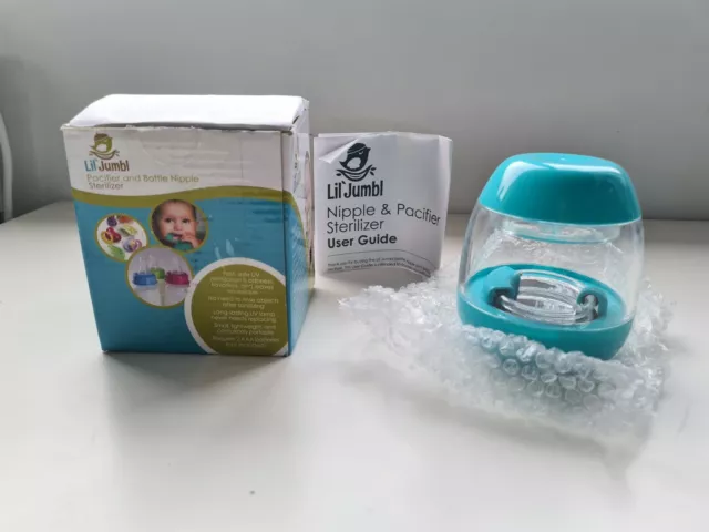 Lil Jumbl Pacifier and Bottle Nipple UV Sterilizer, Blue - Brand New (opened Box