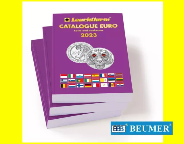 Catálogo Leuchtturm, monedas y billetes €URO. Edición 2023. A todo color.