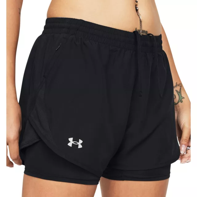 Under Armour Womens Fly By 2 In 1 Running Shorts - Black