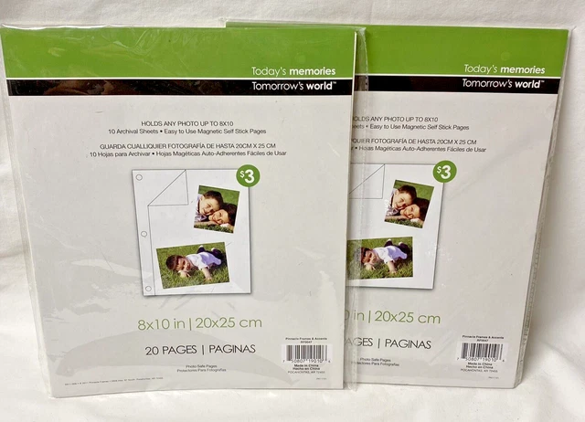 Lot of 2 Packages Of 10 Photo Archival Sheets Magnetic Self Stick Pages 8" x 10"