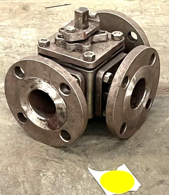 At 2" 3-Way Valve 2"-150 Cf8M Scs14 T Port Flanged End Od 7" In 2" Oal 8-5/8"