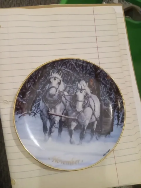 Horses For All Seasons Calendar Plate Chris Cummings Danbury Mint NOVEMBER