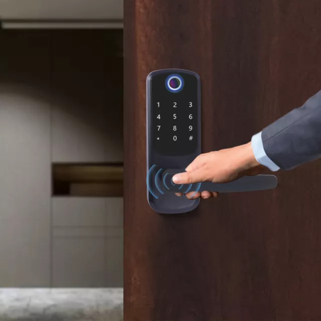 Home Smart Door Lock IC Card APP Fingerprint Digital Keypad Keyless Black SALE!