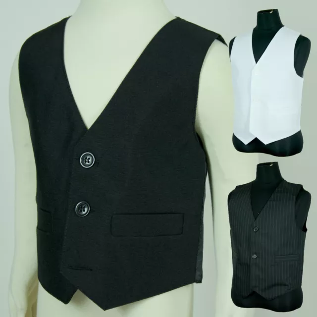 BNWT Boys Toddler Page Boy Wedding Formal Vest Sz 00-16 Black White Pinstripe