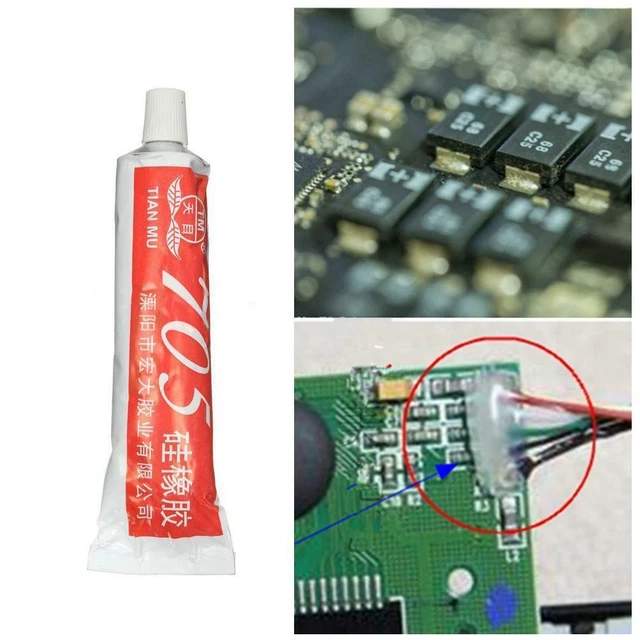 Nuovo 705 sigillante gomma silicone trasparente ad alta temperatura nuovo. R6W0 Adesivo B5G8
