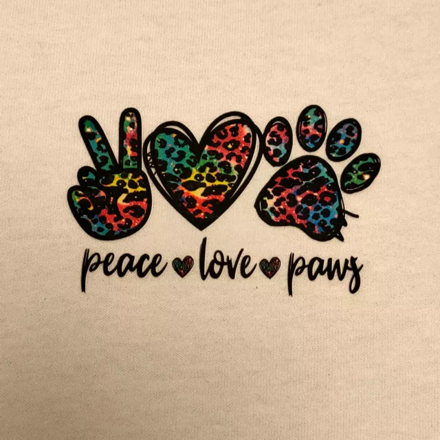 Peace, Love & Paws White Printed Medium Ladies T-shirt