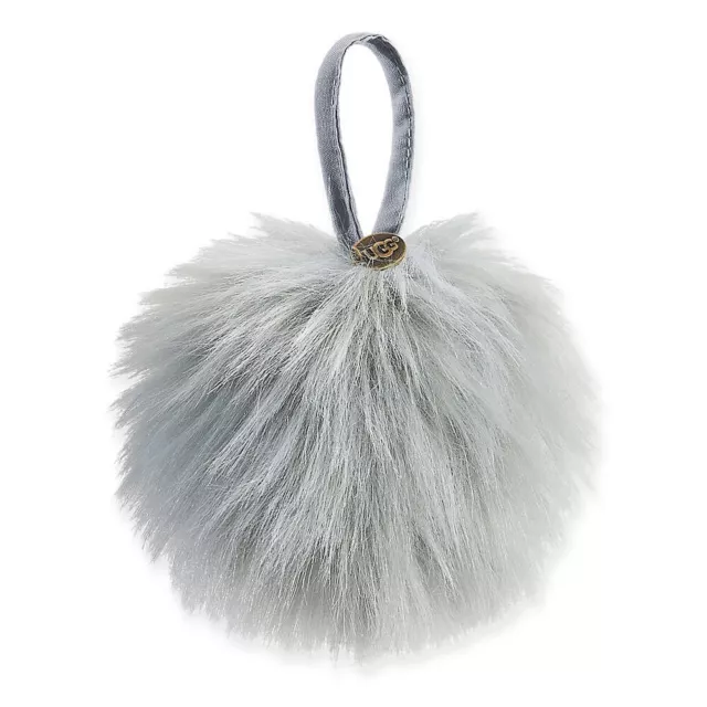 UGG Wren Christmas Tree Ornament in Grey Holiday Fur Pompom Furry Ball